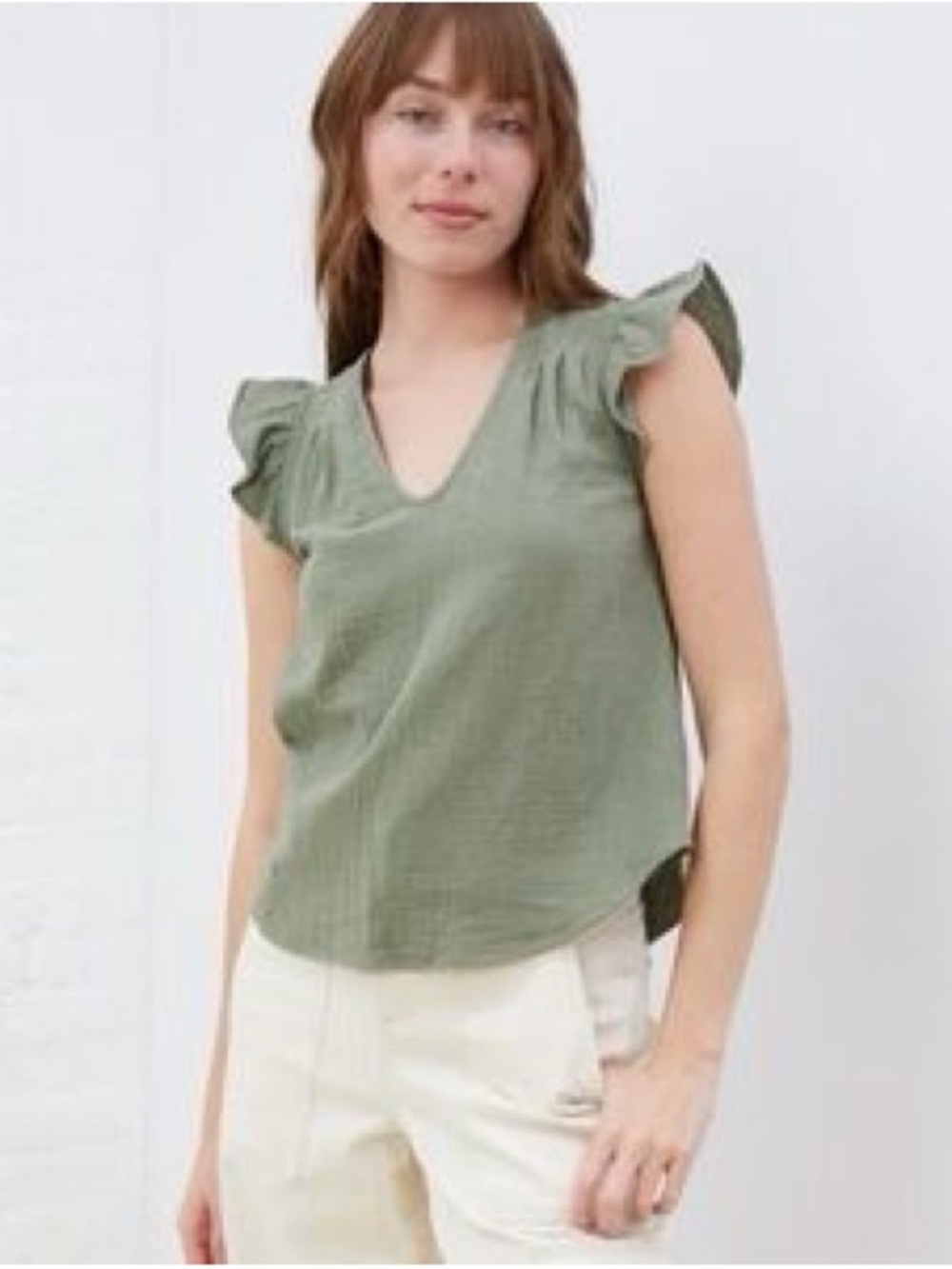 NWT UPWEST 100% Cotton Gauze Flutter Sleeve Top